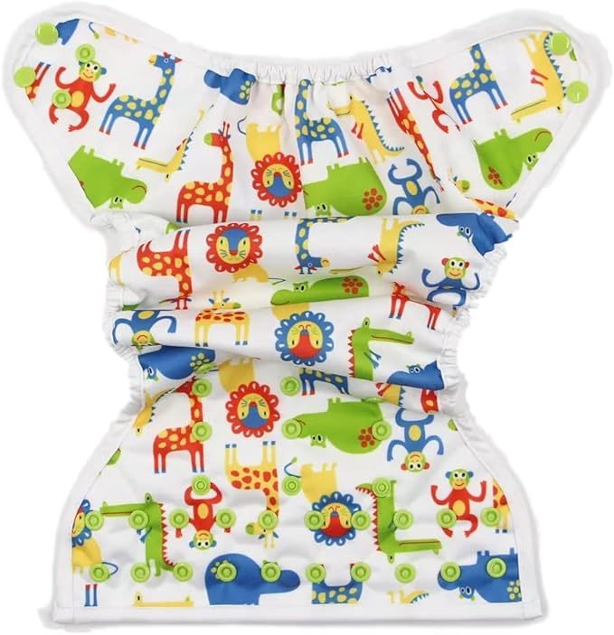 Kawaii Baby 6 Happy Leak-Free Cloth Diaper Covers, Double-Layer adjustable to fit babies 8-36 pounds, Animal Club