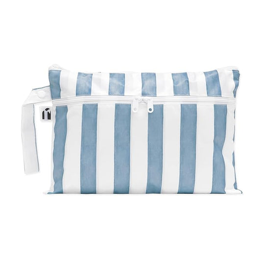 Bumkins Roamio Waterproof Wet Dry Clutch Bag for Baby, Travel, Swim Suit, Cloth Diapers, Pump Parts, Pool, Gym Clothes, Toiletry, Hook to Stroller, Pack for Daycare, Zip Pack Pouch, Nautical Stripe
