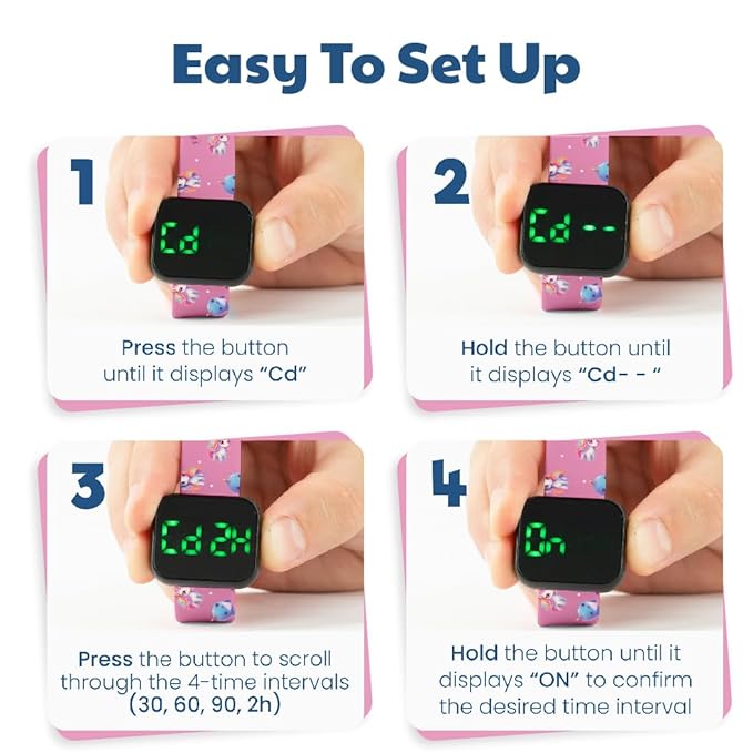 Potty Training Watch for Kids V2 – A Water Resistant Toilet Reminder Device for Boys & Girls to Train Your Toddler with Fun/Musical & Vibration Interval Reminder with Potty Training eBook (Unicorns)