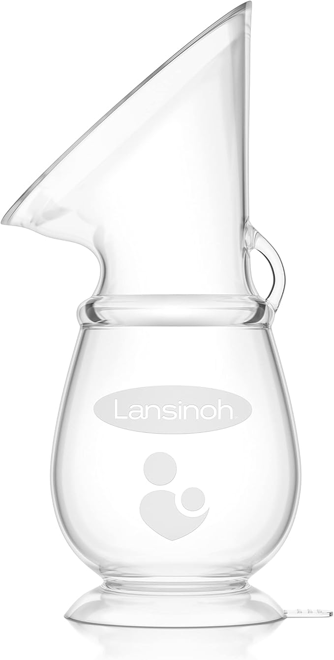 Lansinoh Breastmilk Collector Breastpump for Excess Breast Milk from Breastfeeding Mums BPA BPS Free 100% Silicone with Lid & Neck Strap, Transparent