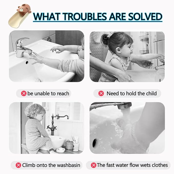 DLUCKY Faucet Extender for Sink Easy Use Sink Faucet Extenders with Temperature Sensitive for Toddlers, Kids Hand Washing Faucet Extension for Bathroom Sink, Kitchen, Brown
