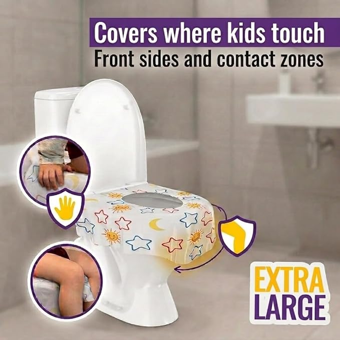 Mighty Clean Baby 22-Pack Disposable Toilet Seat Covers - XL Waterproof Potty Covers for Toddlers, Kids & Adults - Travel, Public Restrooms, Airplane, Potty Training