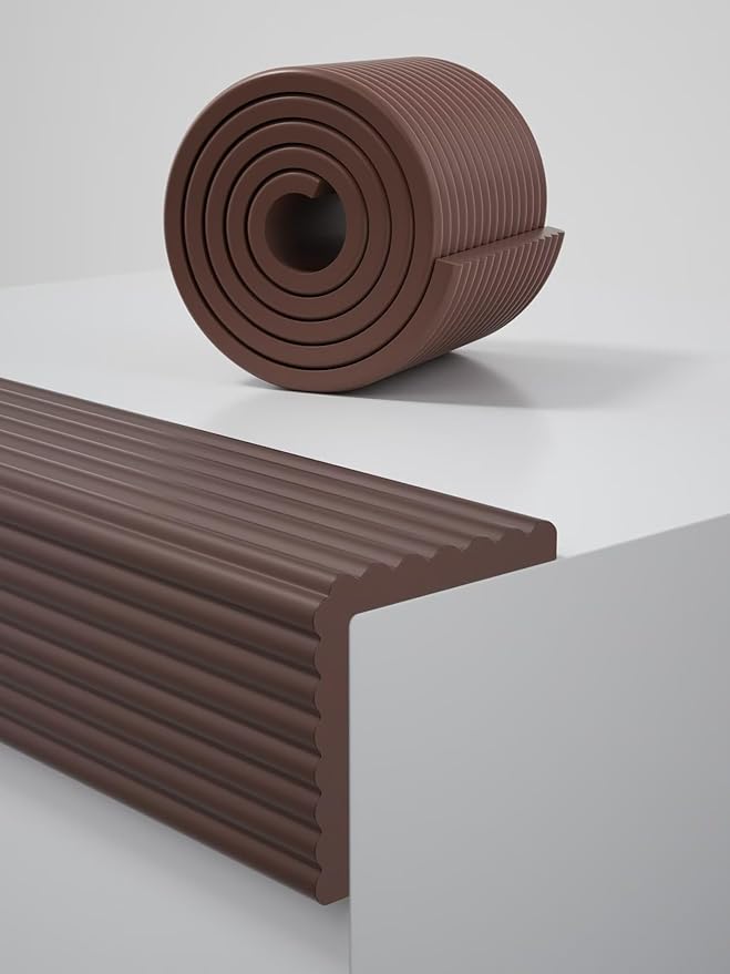 7.9''W Extra-Wide Edge Protector, 6.56FT 0.47''Th Baby Proofing Corner Guards, Safety Furniture Bumper, Pre-Taped, Thick Soft Rubber Foam Padding for Fireplace Table Stair Cabinet (Dark Coffee)