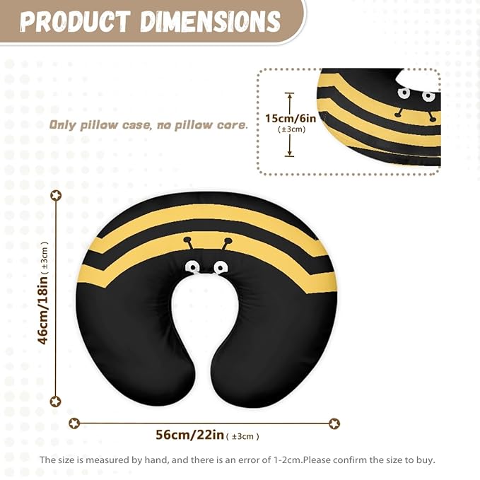 Forchrinse Cartoon Bee Nursing Pillow Cover Girls Cute Breastfeeding Pillow Case Infant Feeding Pillow Cushion Cover for Boys
