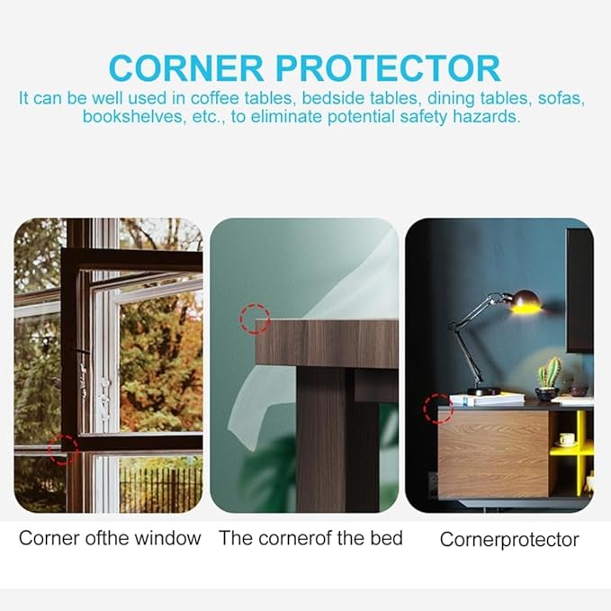 TEHAUX 20pcs Child Safety Corner Bumpers Soft Furniture Protective Guards for Edges and Corners Baby Proofing for Tables and Cabinets Clear Design
