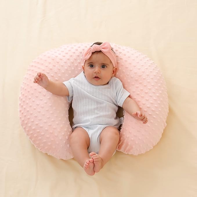 Nursing Pillow Cover Breastfeeding Pillow Cases Plush Dot Slipcover (LightPink)
