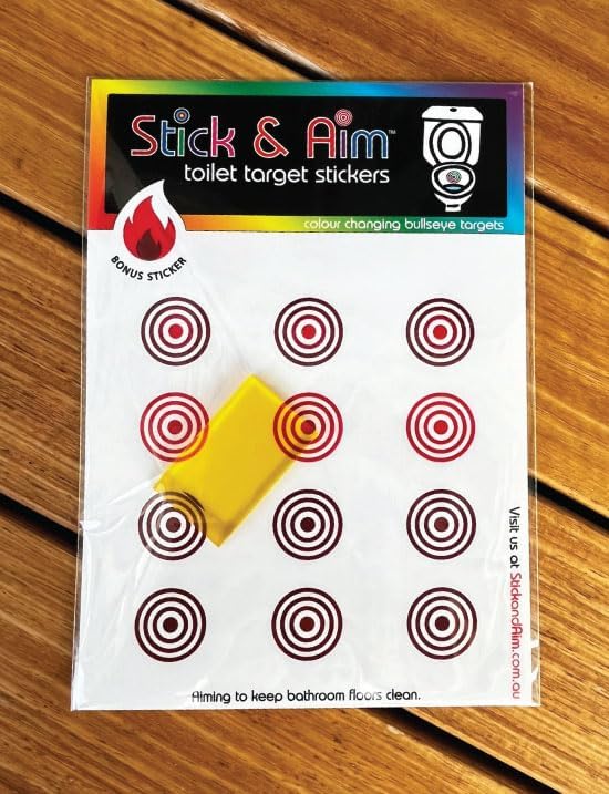 Color Change Bullseye Toilet Target Stickers with Applicator Tool for Potty Training & Toilet Training. Color Changing When Wee Hits the Target, Then Returns to Normal When Toilet is Flushed.