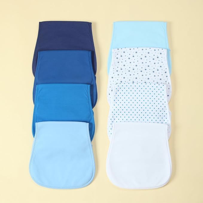 Waterproof Baby Burp Cloths 8-Pack - 4-Layer Super Absorbent Fabric, Extra Soft Plush Spit Up Rags for Newborns Infants, Unisex for Baby Boy Girl, Milk Spit Up Infant Towels