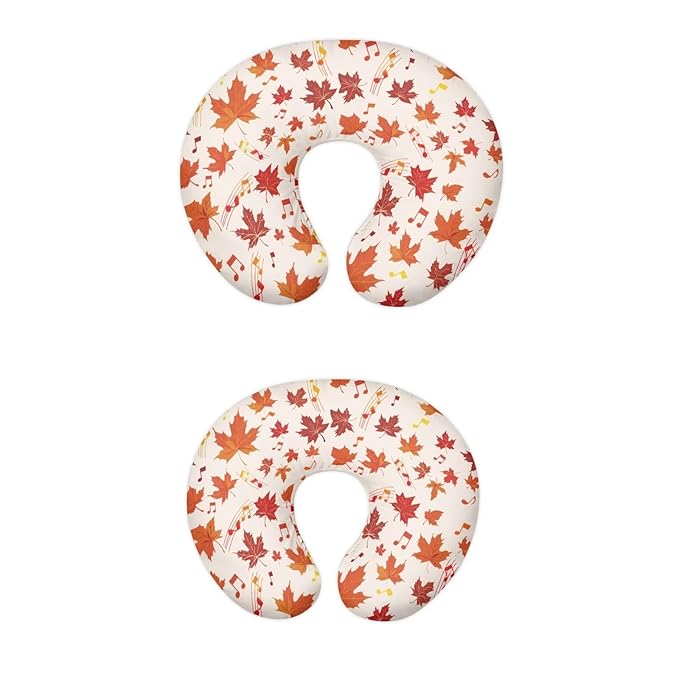 Maple Leaves and Music Note Nursing Pillowcase Newborn U-Shaped Breastfeeding Pillowcase Cushion Cover Breathable and Easy to Clean Fall Decor