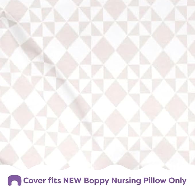 Boppy Nursing Pillow Cover, Beige Checkered Quilt, Single Cover, Easy-On Slipcover with Gentle 100% Organic Cotton Fabric for The Redesigned Nursing Pillow
