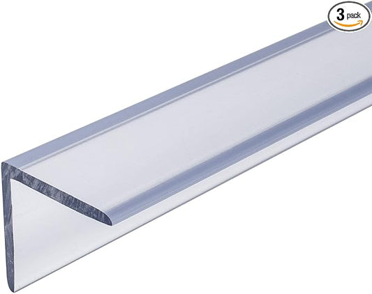 Outwater Plastics 1750-CL Butyrate 1-1/4'' X 1-1/4'' Clear Plastic Even Leg Angle Moulding 46 Inch Lengths (Pack of 3)