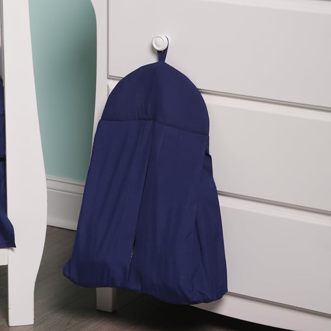 Navy Blue Hanging Baby Diaper Caddy Organizer for Changing Station - Baby Nursery Décor for Boys - Diaper Stacker with Hook for Easy Reach - Safe Diaper Changes; Portable, Washable and Folding