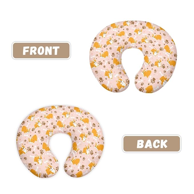 Forchrinse Cute Corgi Dog Paw Print Nursing Pillow Slipcover Covers Soft and Comfortable Pillowcase for Nursing Pillow Stretchy Replaceable Feeding Pillow Slipcover Washable