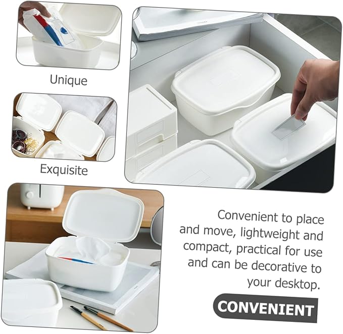 Babywipe Box Storage Box Desk Dispenser Container with Lid Wet Tissues Case Wipes Fresh Container Plastic White Case