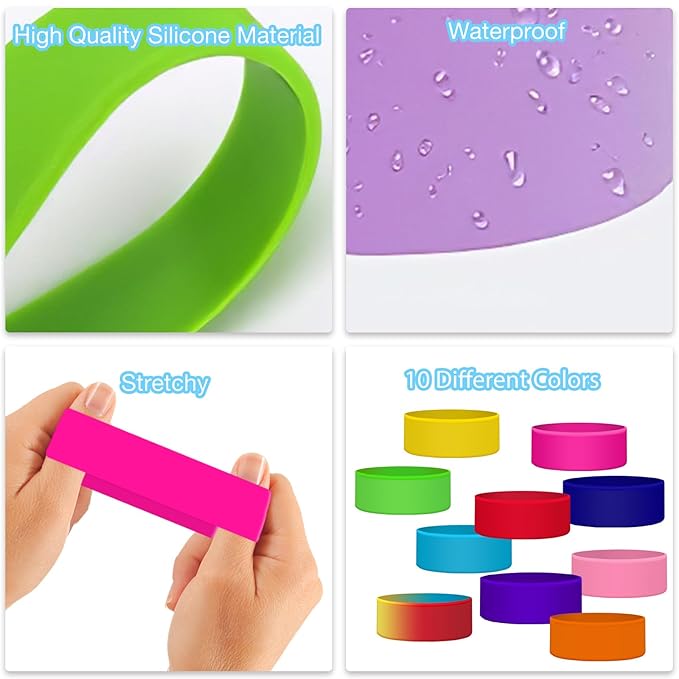 Personalized Baby Bottle Labels for Daycare School Custom Kids Water Bottle Name Bands Customized Engraved Reusable Silicone Cup Strap Labels Waterproof 1-15 PCS