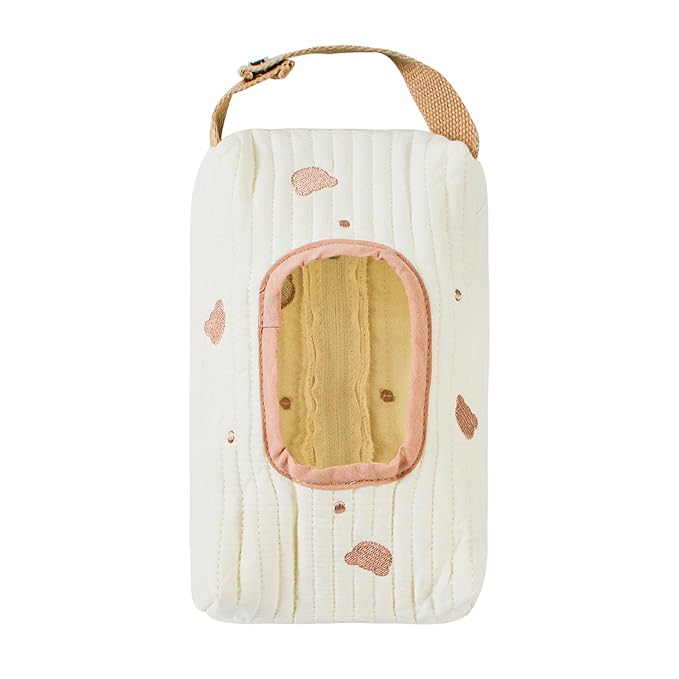 Quilted Baby Wipe Holder Floral Diaper Pouch Portable Quilted Wipes Bag for Car, Stroller