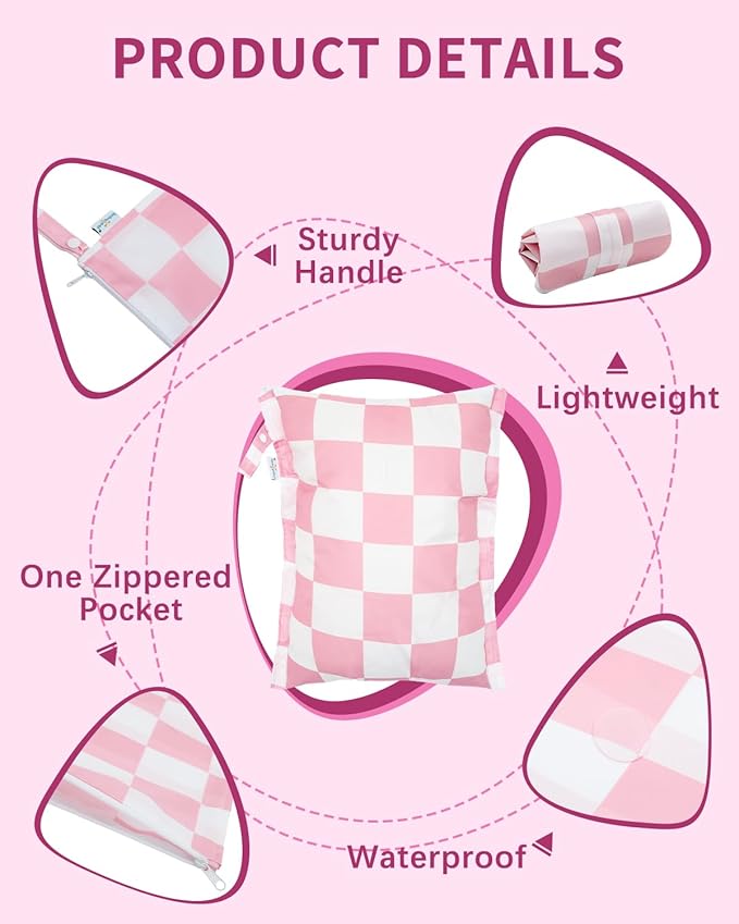 babygoal Waterproof Wet Dry Bags 2 Pack with 3pcs Clear Travel Bags for Beach, Baby Cloth Diapers, Swimsuit, Pump Parts, Pool, Gym, Toiletries,Makeup Cosmetics