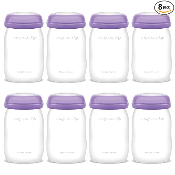 Maymom Storage Bottles Compatible with Lansinoh Pumps, Widemouth Version; Replace or Compatible with Laninoh Momma Bottles; 8 ct, 5oz