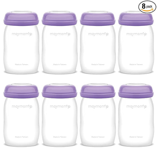 Maymom Storage Bottles Compatible with Lansinoh Pumps, Widemouth Version; Replace or Compatible with Laninoh Momma Bottles; 8 ct, 5oz