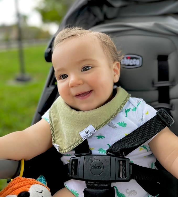 DiaperSquad's 100% Organic Cotton Baby Drool Bibs, Super Absorbent & Adjustable Baby Bibs for Drooling and Teething