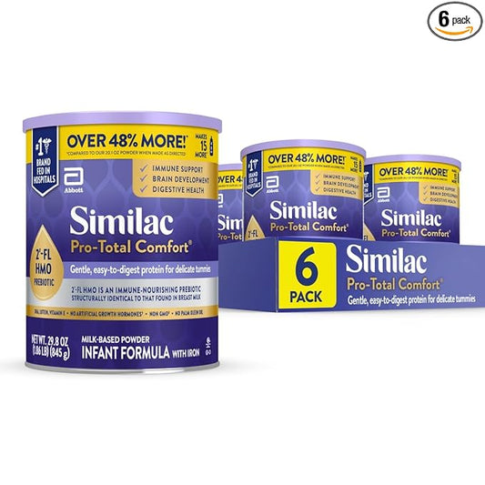 Similac Pro-Total Comfort Infant Formula With Iron, Gentle, Easy-to-Digest Formula, Has 2'-FL HMO for Immune Support, Non-GMO, Baby Formula Powder, 29.8-oz Value Can, Pack of 6