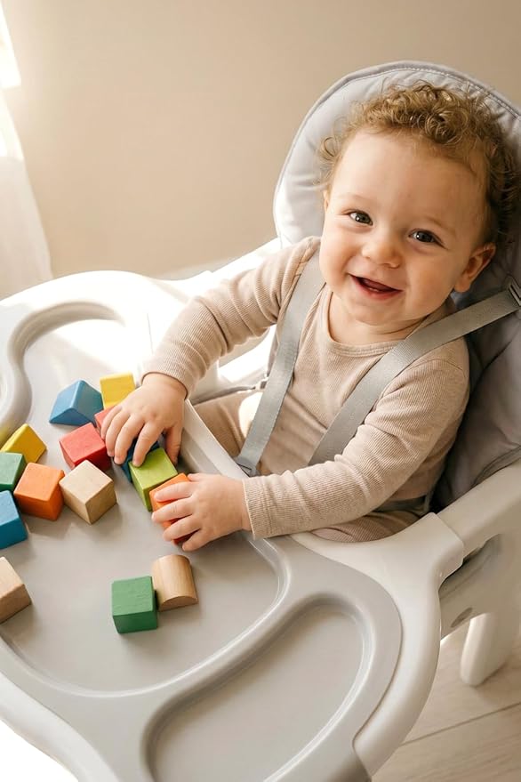 INFANS 5 in 1 Baby High Chair, Convertible Toddler Table Chair Set, Rocking Chair, Multi-Function Seat with Lockable Universal Wheels, Adjustable Seat Back, Removable Trays