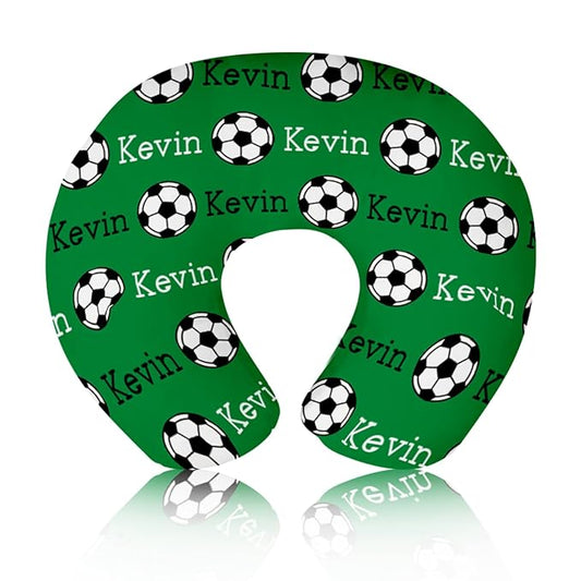 Baby Nursing Pillow Cover - Personalized Name Green Soccer Theme Breastfeeding U-Shaped for Bottle Feeding, Ultra Soft Comfortable Breastfeeding Pillow Cover for Infant Baby Boys and Girls