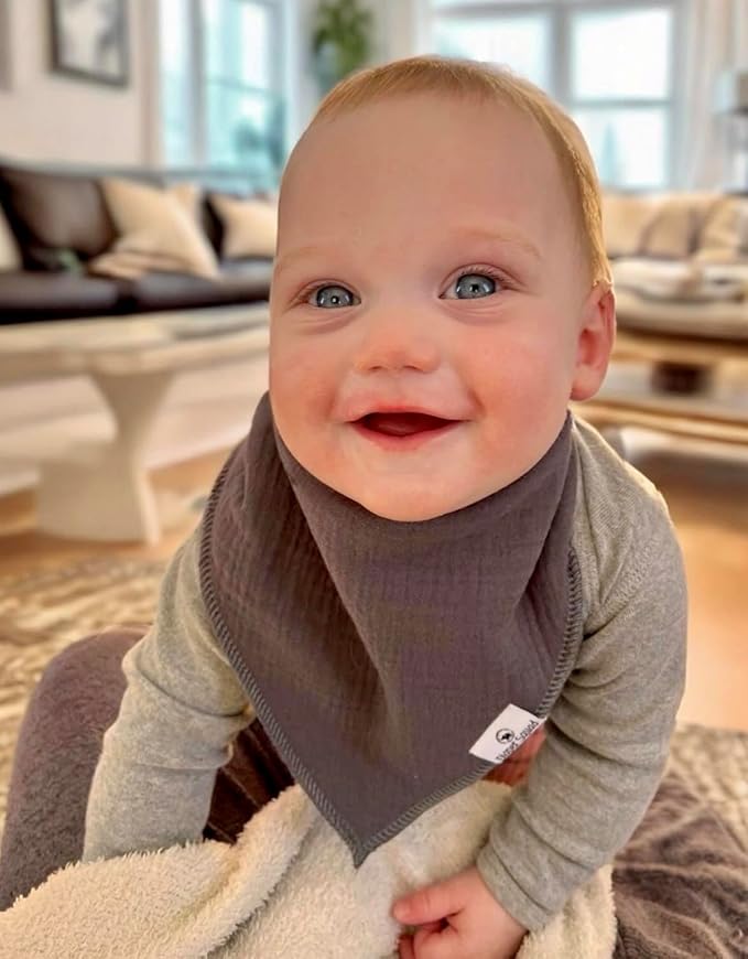 DiaperSquad's 100% Organic Cotton Baby Drool Bibs, Super Absorbent & Adjustable Baby Bibs for Drooling and Teething