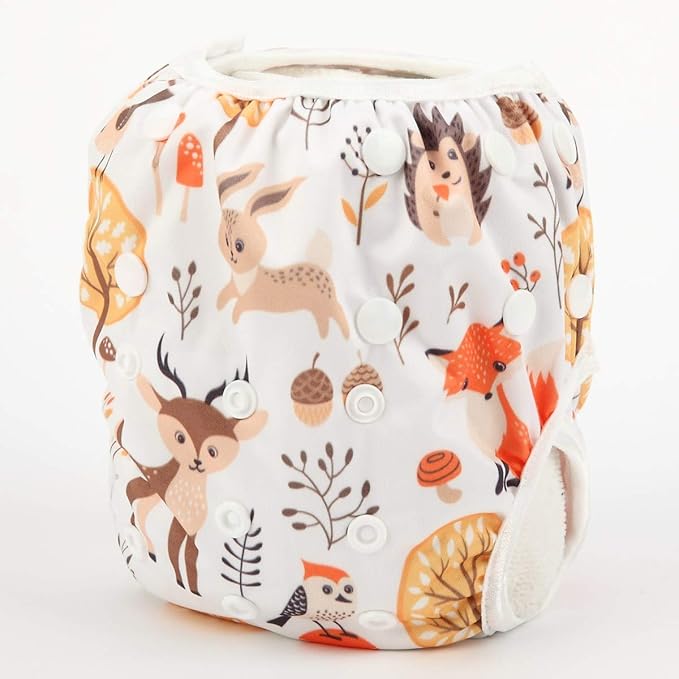 Baby Swim Diaper Nappy Pants Reusable Adjustable 0-2 Years Old Toddler Small (Small, Baby Deer)