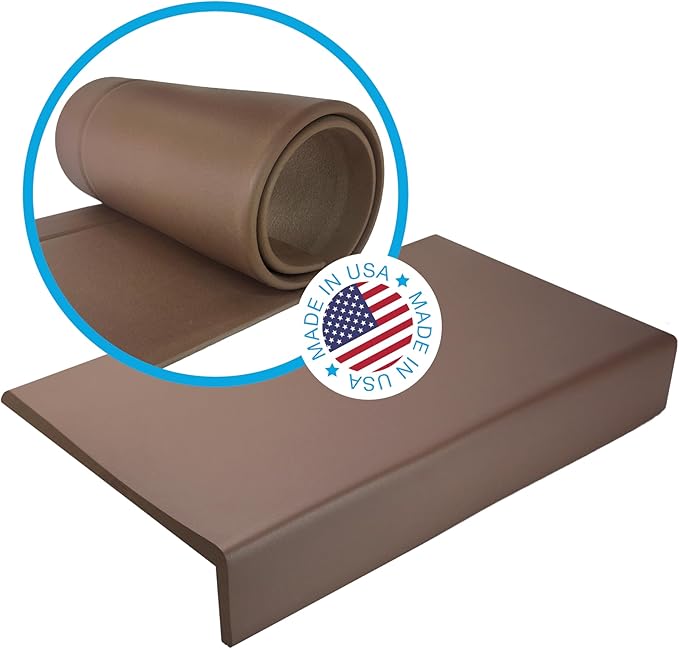 Kidkusion Soft Seat Edge Cushion | Made in USA | 60" | Brown | Fireplace Safety Cushion | Hearth Pad
