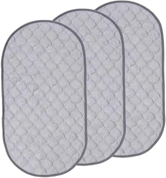 PandaEar 3 Pack Waterproof Changing Pad Liners, Quilted Absorbent Bassinet Liners, Ultra Soft Reusable Portable Changing Table Pad Protection, Machine Washable (Grey 14” x 26”)
