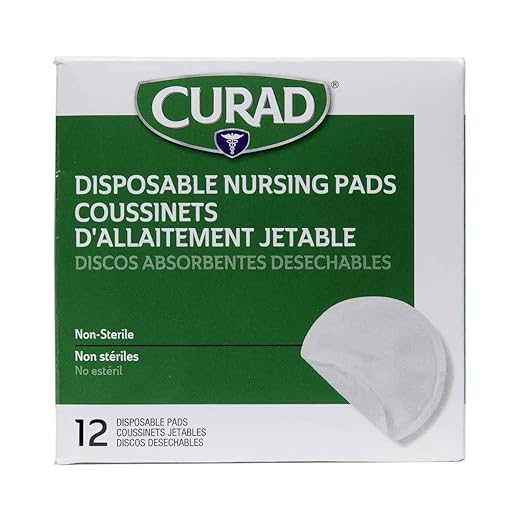 Curad Disposable Nursing Pads for Breastfeeding, Adhesive Strip, 12 per Box