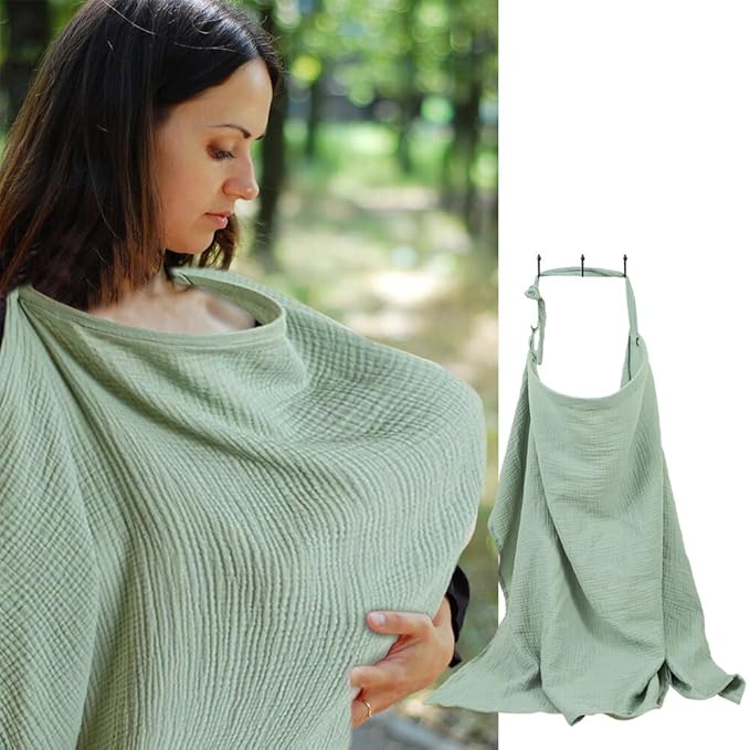 Muslin Nursing Cover for Breastfeeding, Breathable Cotton Breastfeeding Cover, Nursing Apron Privacy Breastfeeding for Mother Nursing Apron