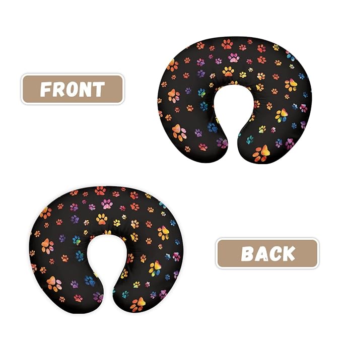 Forchrinse Colorful Dog Paw Print Nursing Pillow Cover for Baby Boys Girls,Soft Breastfeeding Pillow Cover Infant Feeding Cushion Cover Washable