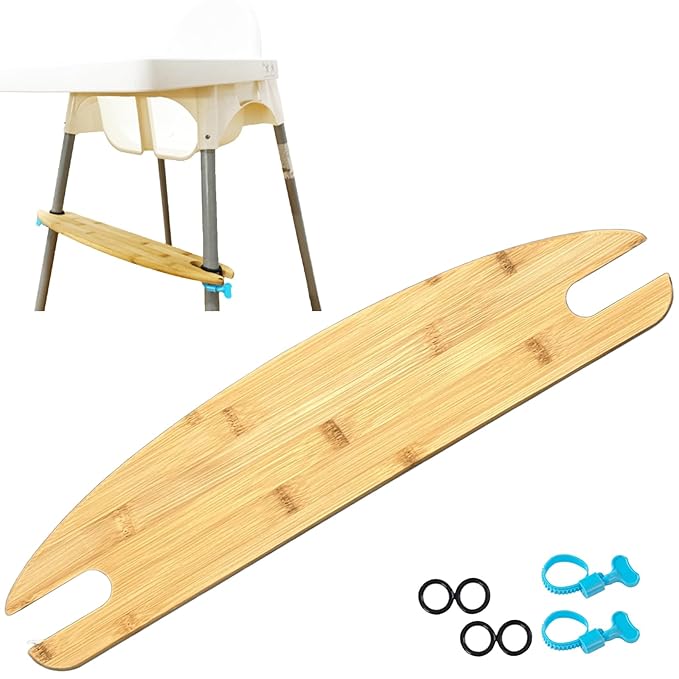 High Chair Footrest, Adjustable Height Non-Slip Natural Bamboo Wood Baby Highchairs Pedal,Foot Rest for High Chair Baby Compatible with IKEA Highchair Accessories (Bamboo)