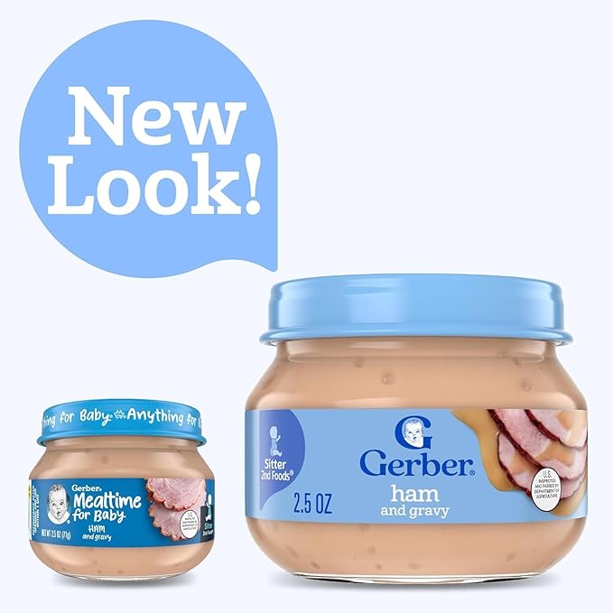 Gerber 2nd Foods 12 Total 2.5 OZ Jars of Each Flavor (3 Turkey & Turkey Gravy, 3 Ham and Ham Gravy, 3 Chicken & Chicken Gravy, 3 Beef and Gravy)