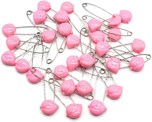 Cute Fruit Peach Baby Safety Pins Secure Clips for Fastening Baby Clothes Diaper Napkins Stainless Steel Size L 5.3CM 30PCS