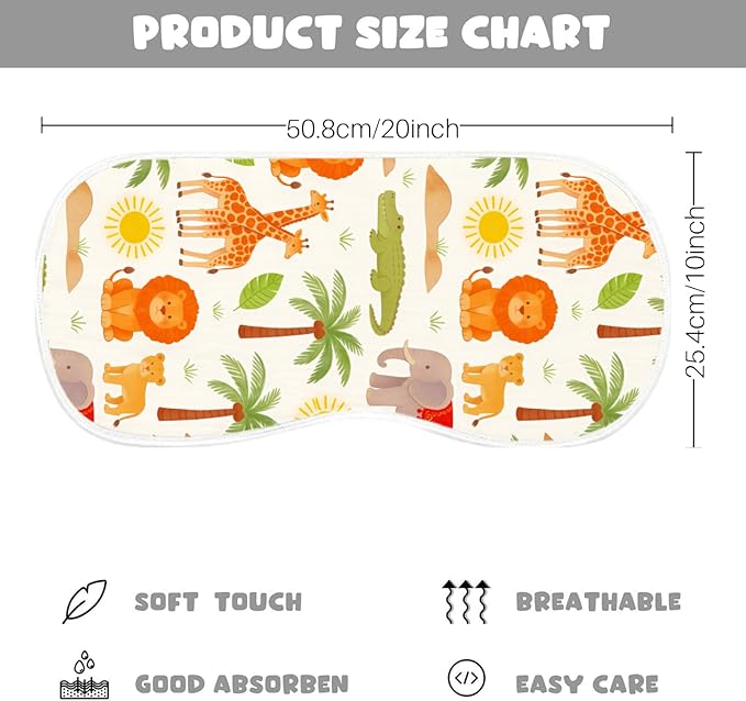 5 Pack Baby Burp Cloths, Soft Cotton Safari Jungle Theme Burp Cloths, Super Absorbent Lion Giraffe Zebra Print Washcloths, Newborn Baby Boy Girl Essentials Gift Set
