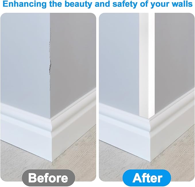 8Pack Aluminum Metal Corner Protector, 45″x 1″ Peel and Stick L Molding Corner Guards with 90° Angle, for Wall Door Frame Cabinet Furniture Baseboard Protection and Decoration (White)