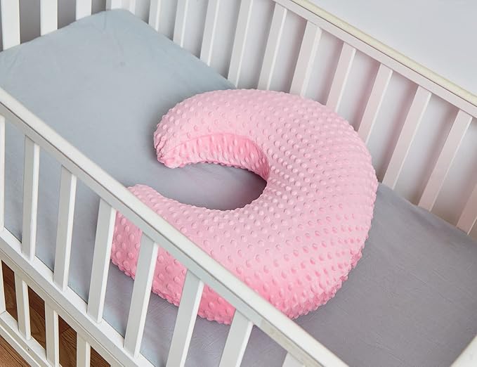 Baby Nursing Pillow Cover, Nursing Pillow Slipcovers for Breastfeeding Moms, Ultra-Soft Fit Standard Infant Nursing Pillows for Infant Newborn Baby Boy Girl (Candy Pink)