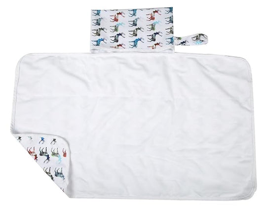 Baby Diaper Changing Mat Pad Portable Foldable Washable Compact Travel Nappy Waterproof Play Mat 30inx18.5in (Multicolor Deer)