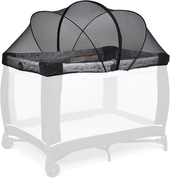 Beberoad Love Pack N Play Cover, Playpen Mosquito Net Cover with 2-Way Zipper (Black)