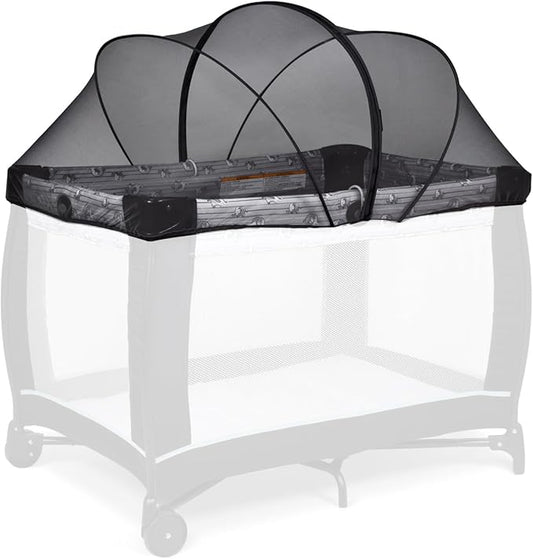 Beberoad Love Pack N Play Cover, Playpen Mosquito Net Cover with 2-Way Zipper (Black)