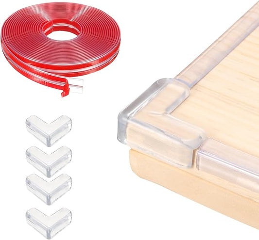 uxcell Edge Protector, 19.7ft (6M) x 0.4" (10MM) Clear Furniture Corner Guard PVC Strong Adhesive Proofing Edge Safety Bumpers with 4 Corners Guards for Table Cabinets
