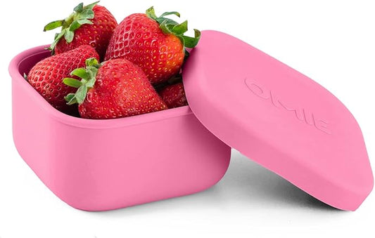 OmieBox Silicone Leakproof Snack Containers To Go, Food Storage Containers with Lid, School Lunch Bento Container - BPA Free, Airtight, Dishwasher and Freezer Safe, Oven Safe - 9.4 ounces (Pink)