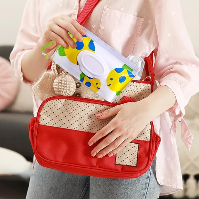 4PCS Baby Wipes Dispenser Travel Baby Wipe Holder Portable Wet Wipe Dispenser Bag Reusable Travel Baby Wipes Container Refillable Wet Wipe Carrying Case Holder Wet Wipe Pouch