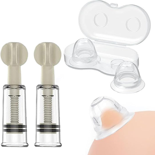 Jesakmie 2 Pairs Silicone Nipple Corrector for Breastfeeding Mother or Women, Vacum Pump Nipple Correctors with Travel Case for Flat Inverted Nipples