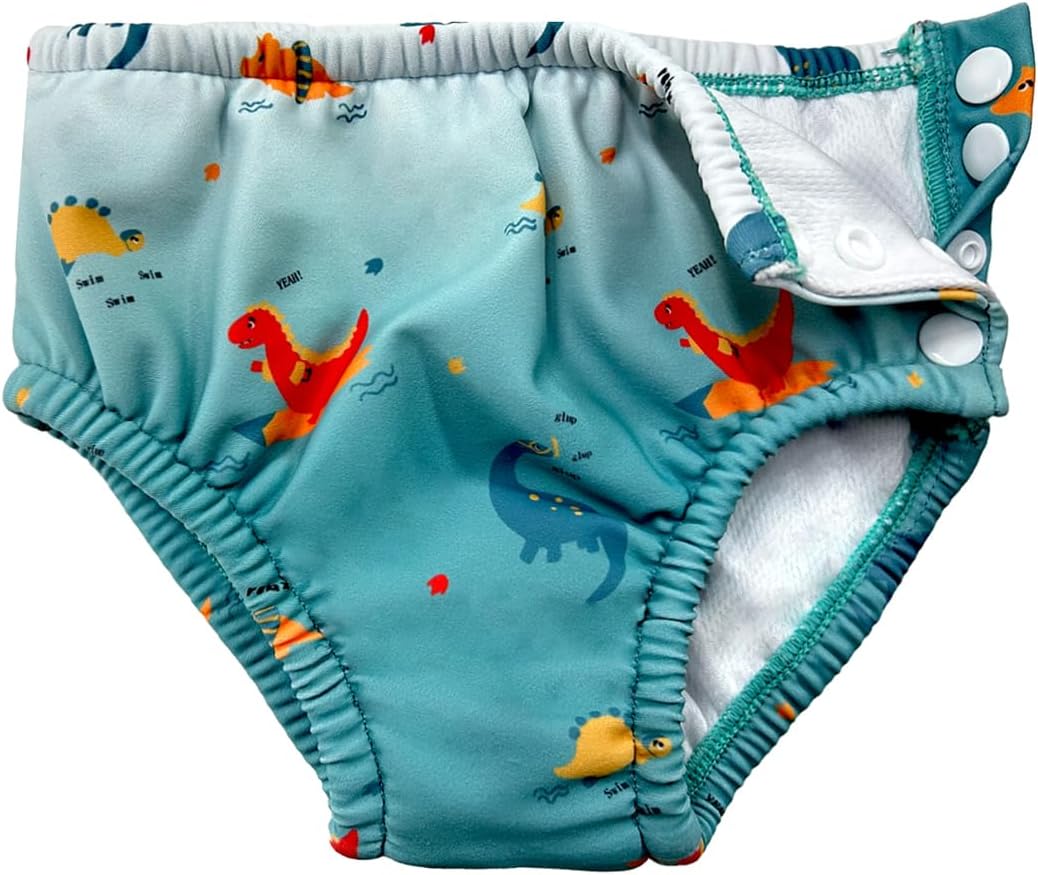 weVSwe Baby Boy Girls Swim Diaper Newborn Reusable Swimming Diaper UV Protection Adjustable Green Dinosaurs 0-6 Months