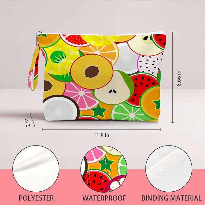 Wet Dry Bag, Wet Bag for Swimsuit, Diaper Sunscreen Large Zipper Pouch Waterproof Pouch, Beach Bags for Women, Gifts for Ladies Girls Friends Colleagues and Sisters, Pineapple and Orange Patterns