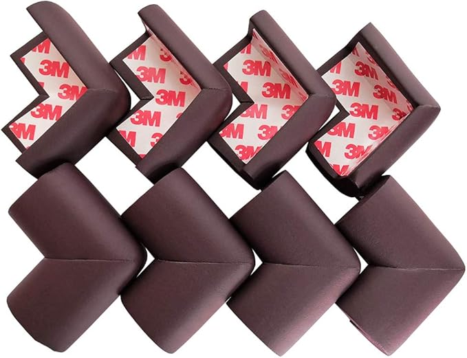 Corner Protector Baby Proof | Corner Guard Child Safety for Babies, Toddlers, Kids | Foam Corner Covers for Furniture, Table, Desk | 8 Pack (Brown)